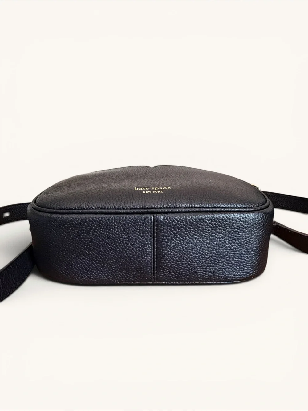 kate spade Black Pebbled Leather Camera Infinite Bag with Gold Hardware